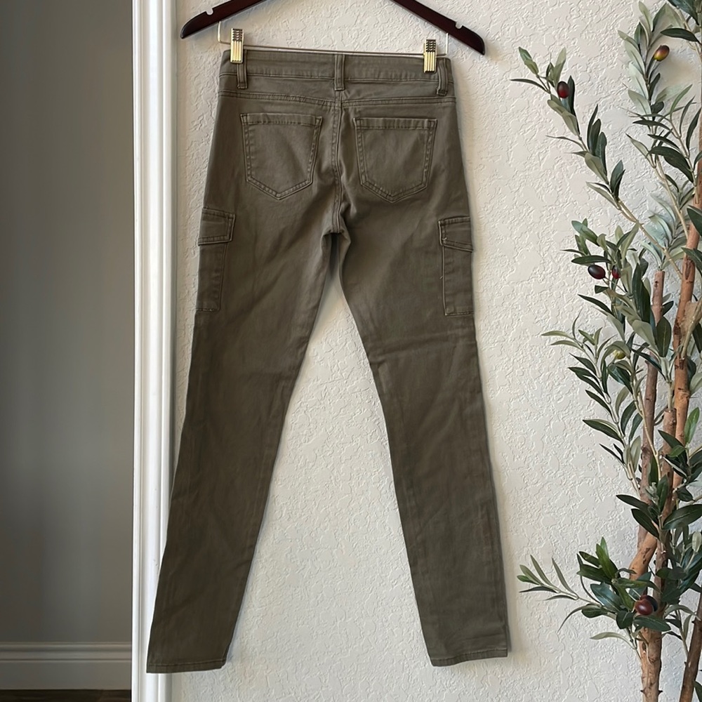 Wax Jeans Juniors Size Hunter Green Cargo Utility Skinny Leg Pants Size 3 - Picture 3 of 5